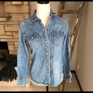 J. Crew denim button down shirt size 2